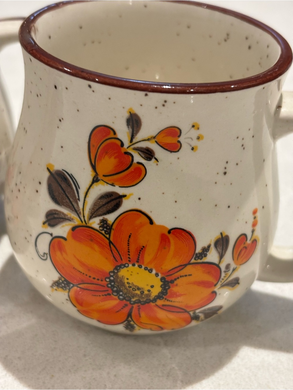 Vintage 1970s Valencia Poppy Speckled Stoneware Mugs - Single 1 (Made in Japan)